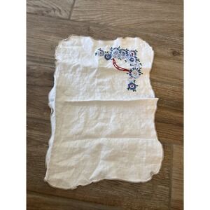 Vintage‎ Embroidered Flowers Linen placemat Multicolor Red Blue